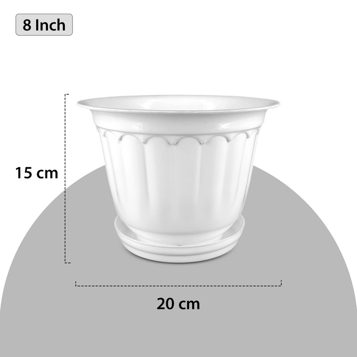 10 Inch Jasmine Planters with Drip Tray Home & Garden Decor (Set of 3)