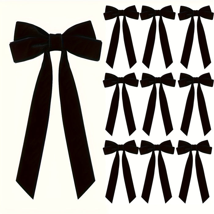 10Pcs Burgundy Red Velvet Christmas Bows – Tree, Wreath & Gift Decorations