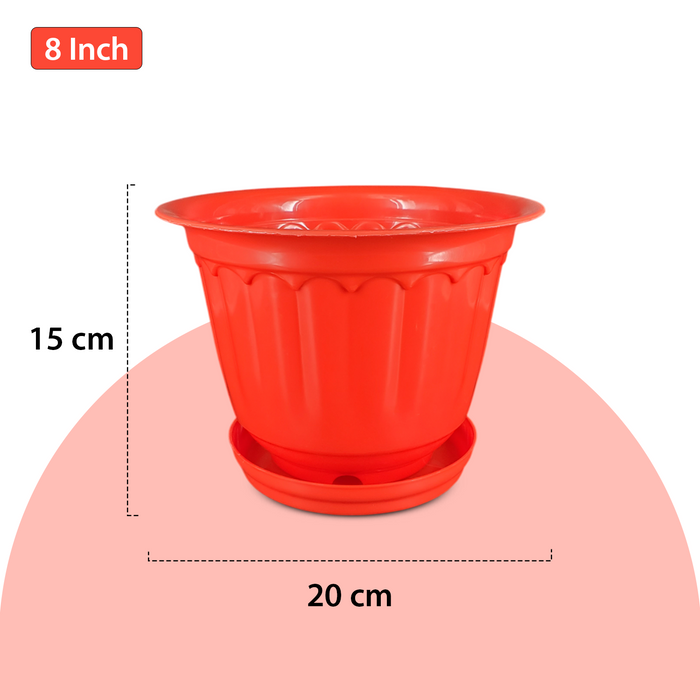 12 Inch Jasmine Planters with Drip Tray Home & Garden Decor (Set of 3)