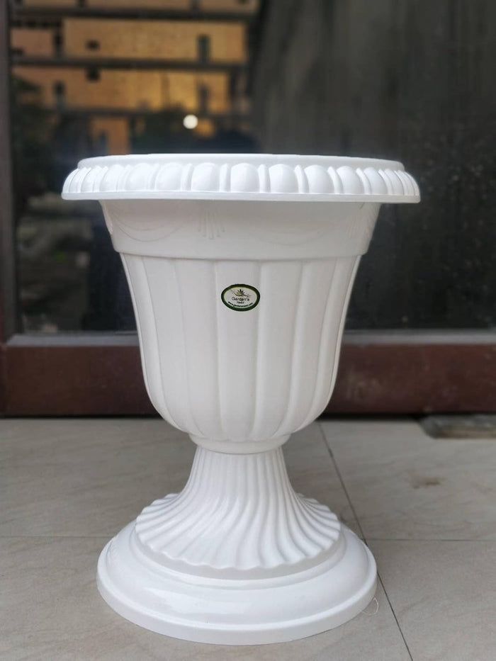 13 Inch Decorative Tulip Flower Vase White Plastic Flower Holder for Home & Tabletop Decor