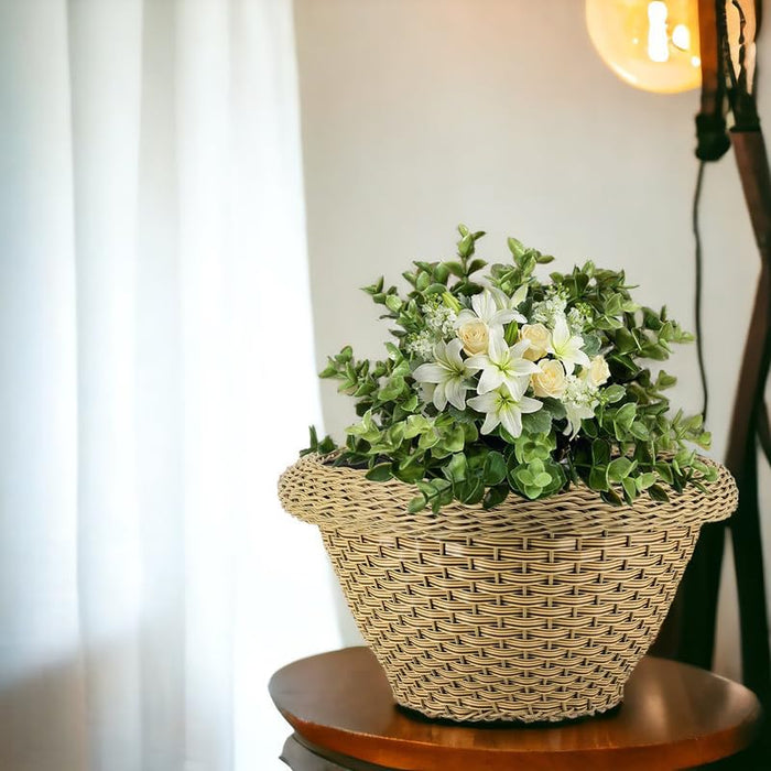 15 Inch Polly Rattan OMX Flower Pot, Round, UV Resistant