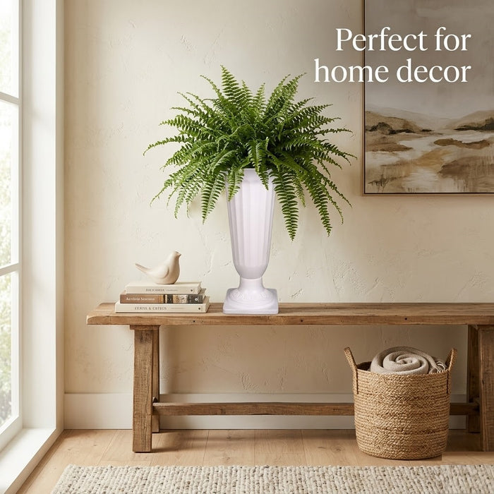 17 Inch White Frooti Plastic Flower Vases Indoor Decor (Set of 3)