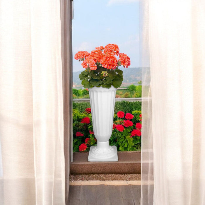 17 Inch White Frooti Plastic Flower Vases Indoor Decor (Set of 2)