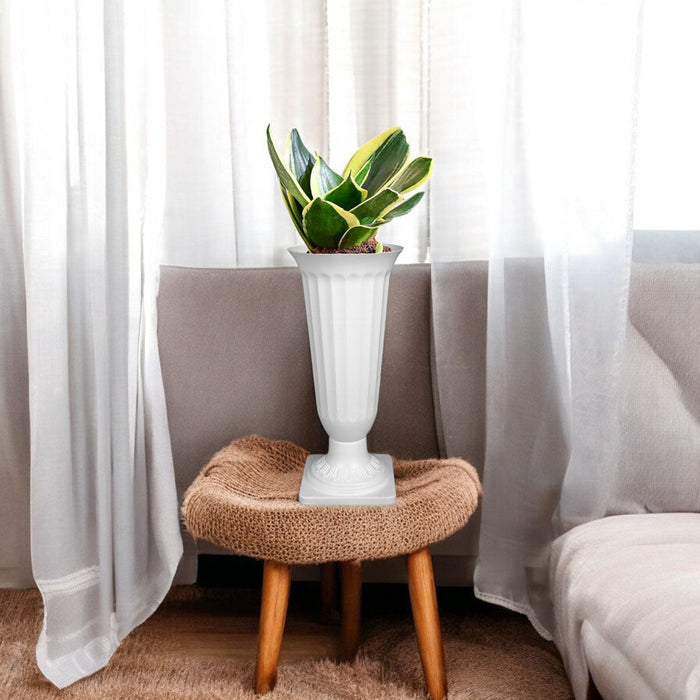 17 Inch White Frooti Plastic Flower Vases Indoor Decor
