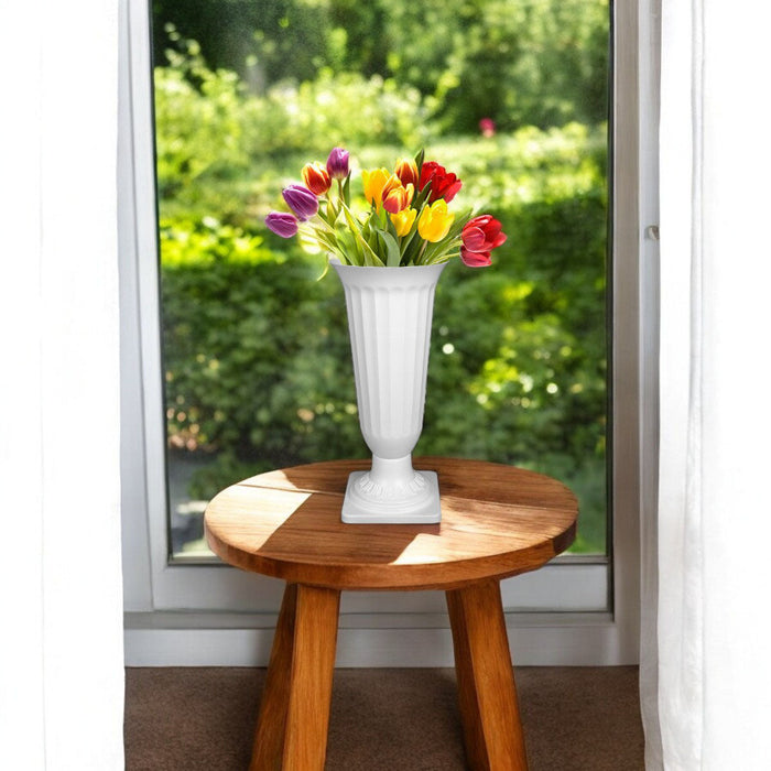 17 Inch White Frooti Plastic Flower Vases Indoor Decor