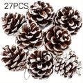 27Pcs Artificial Pine Cones – Snow-Covered Rustic Christmas Decorations