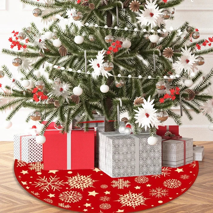 35.4'' Round Christmas Tree Skirt – Snowflake Design