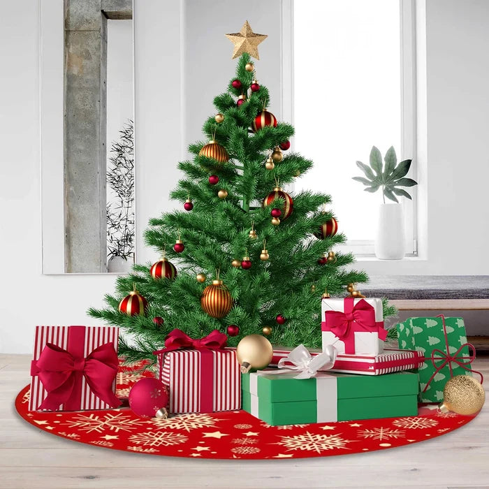 35.4'' Round Christmas Tree Skirt – Snowflake Design
