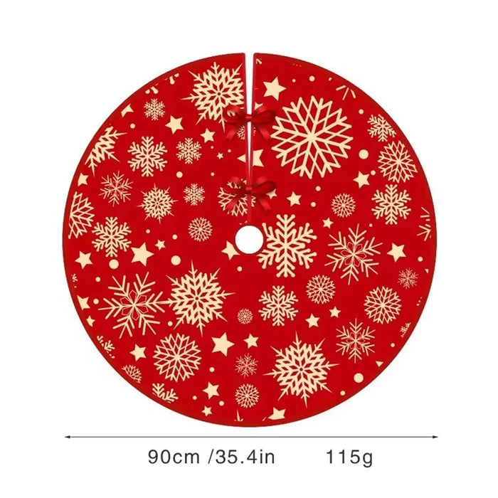 35.4'' Round Christmas Tree Skirt – Snowflake Design