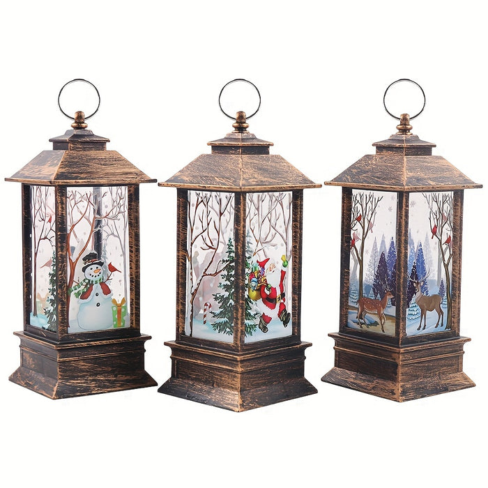 3Pcs Christmas Candle Lights – Snowman Table Lamps & Festive Night Lights
