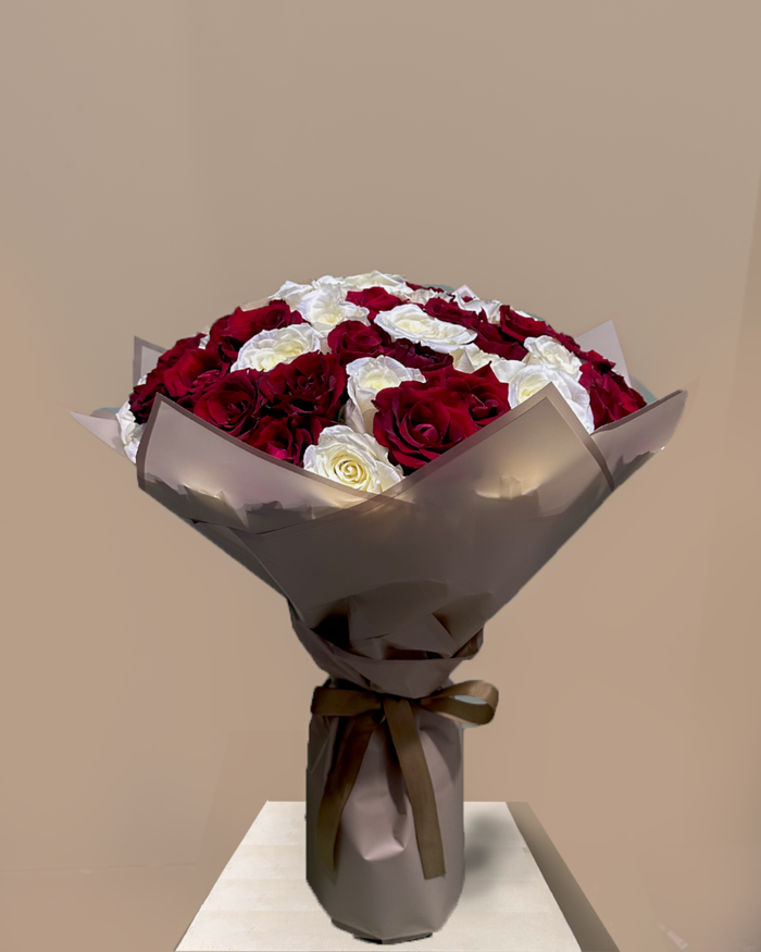 50 Red & white Rose