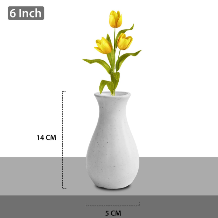 6 inch (15 cm) Round White Lucky Plastic Flower Vases Indoor Decor (Set of 8)