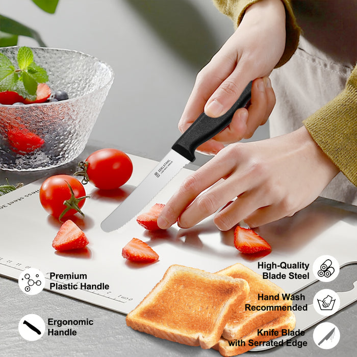 6Pcs Serrated Tomato Knives – Stainless Steel Sharp Table Knife Set