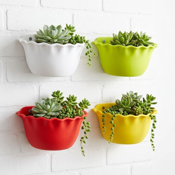 5.11 Inch Platinum Wall Planters UV Resistant, Lightweight Multicolor Pots (Set of 4)