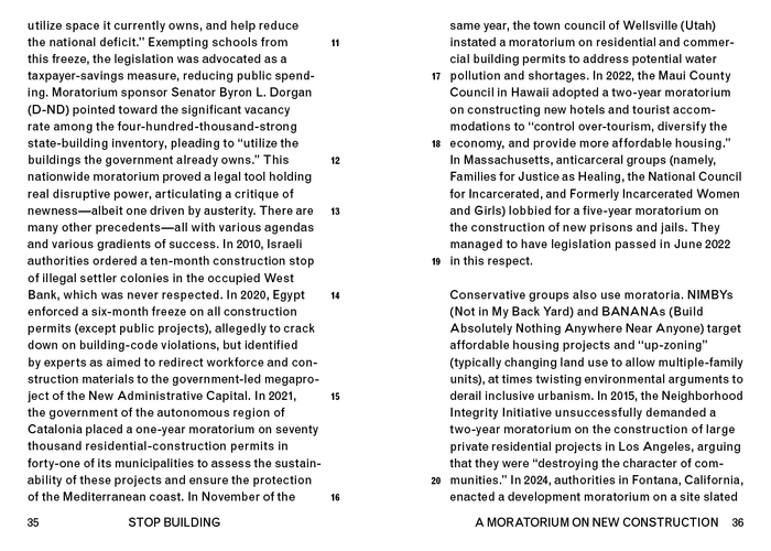 A MORATORIUM ON NEW CONSTRUCTION — by Charlotte Malterre-Barthes