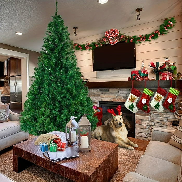 Artificial Christmas Tree with Sturdy Black Stand – Green Foliage & Red Berries