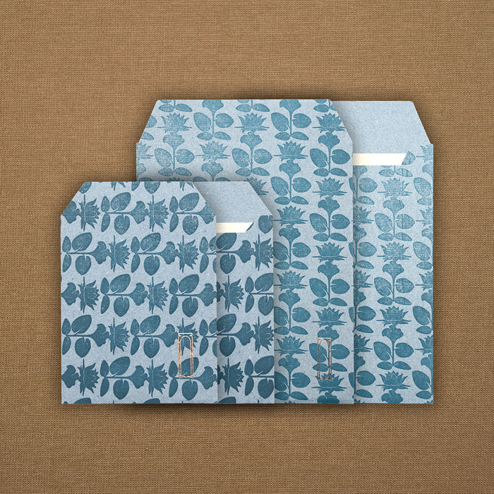 BLUE HANDMADE CARD AND ENVELOPE SET (multiple sizes and patterns) — by Atelier Ecluse