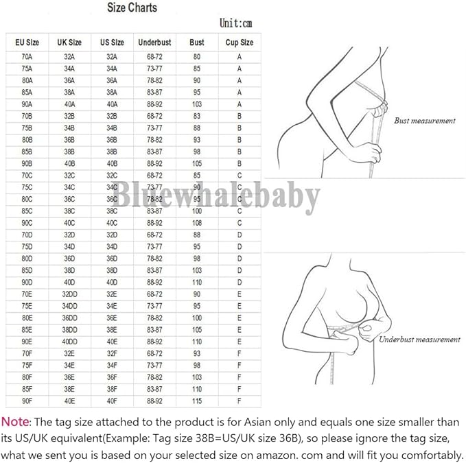 Bluewhalebaby Women's Underwire Push up Demi Balconette Bra and Knickers Set Lace Lingerie Sets Black 36C