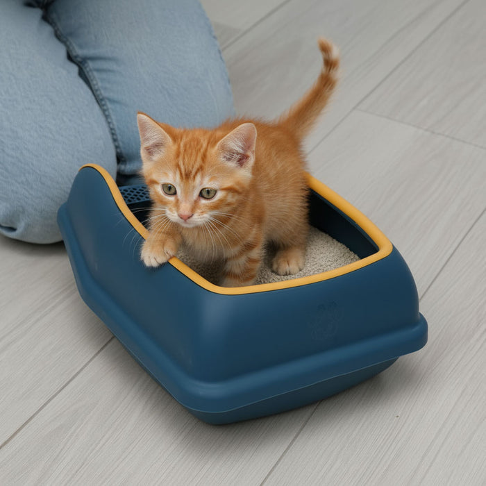 Cat Litter Box Small 18.5 inch (47 cm) Violet with Scoop
