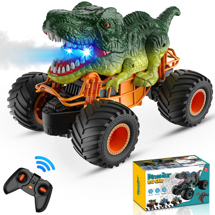 Dinosaur RC Car for Kids – 1:16 Scale Monster Truck with LED, Sound & Spray