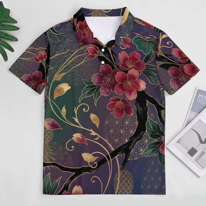 Floral Pineapple Ice Silk Women’s Polo Shirt | UPF 50+ Cooling Golf & Casual Top