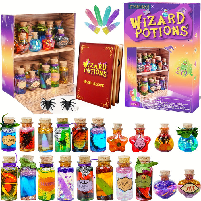 FOMOMDI DIY Wizard Potions Kit – 20 Bottle Fairy Magic Craft Set for Kids