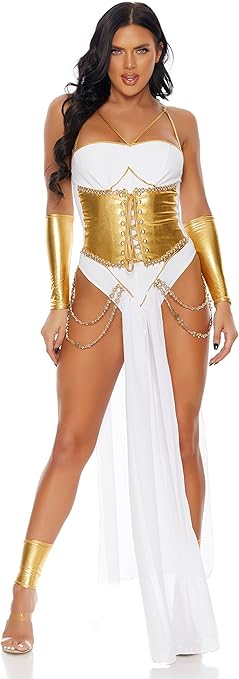 Forplay Women's Feeling Godly Goddess Costume Adult Sized, White Gold, S/M