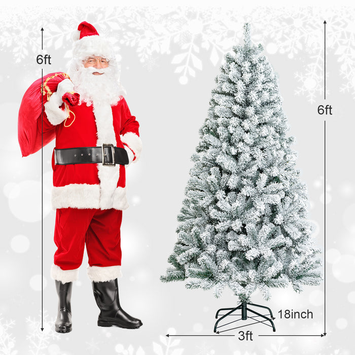 GOFLAME 6ft/7.5ft Artificial Christmas Tree – Hinged PVC with Metal Stand