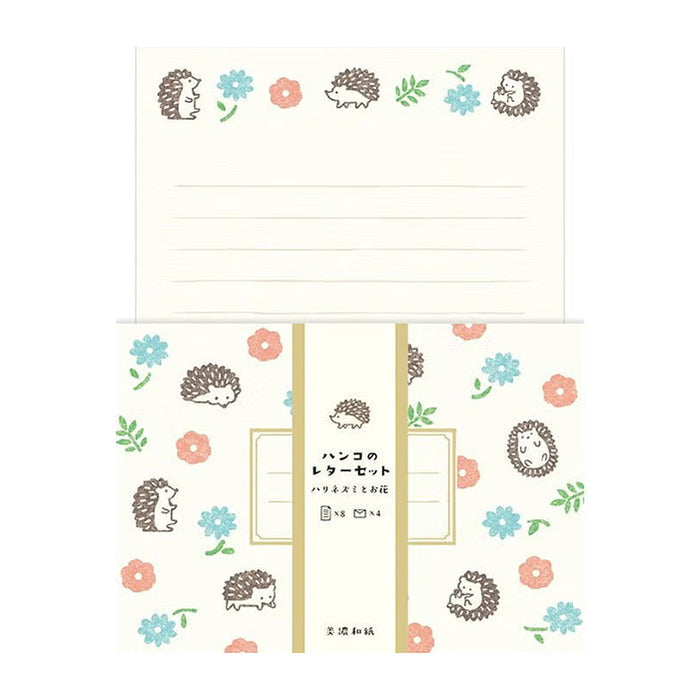 HANKO LETTER SET – Hedgehog & Flowers— by Furukawashiko