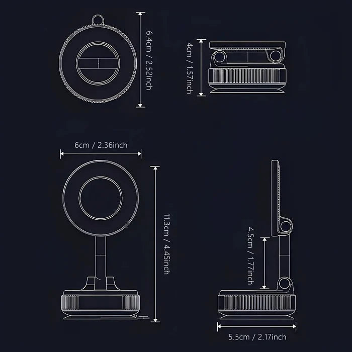 K007 Magnetic Car Phone Holder – Foldable 360° Adjustable Vacuum Mount