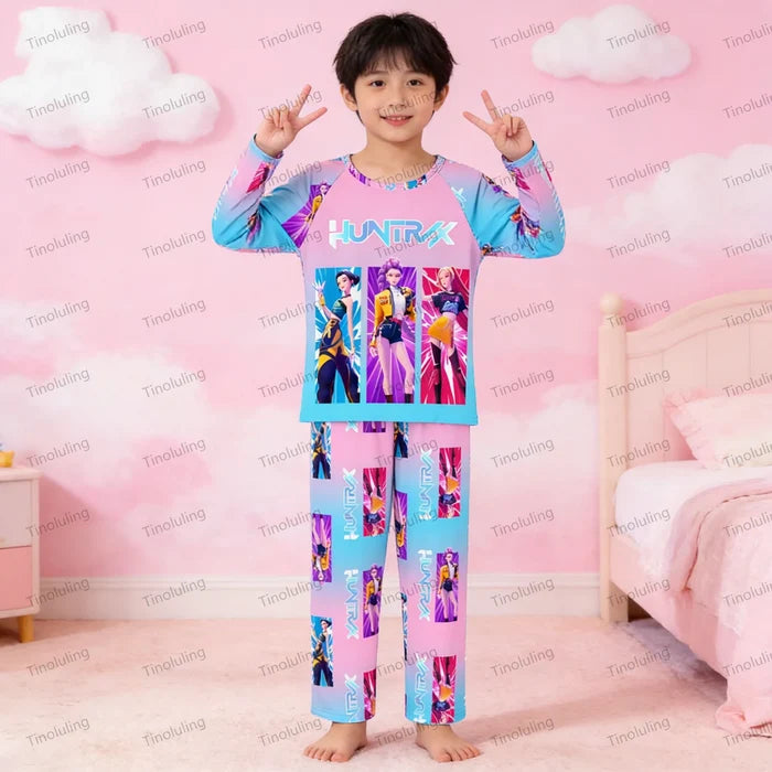 Kids KPop Demon Hunters Pyjamas Set Girls Long Sleeve 2PCS Sleepwear