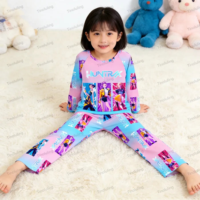 Kids KPop Demon Hunters Pyjamas Set Girls Long Sleeve 2PCS Sleepwear