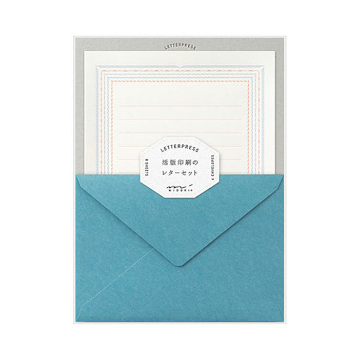 LETTERPRESS LETTER SET (BLUE FRAME) — by Midori