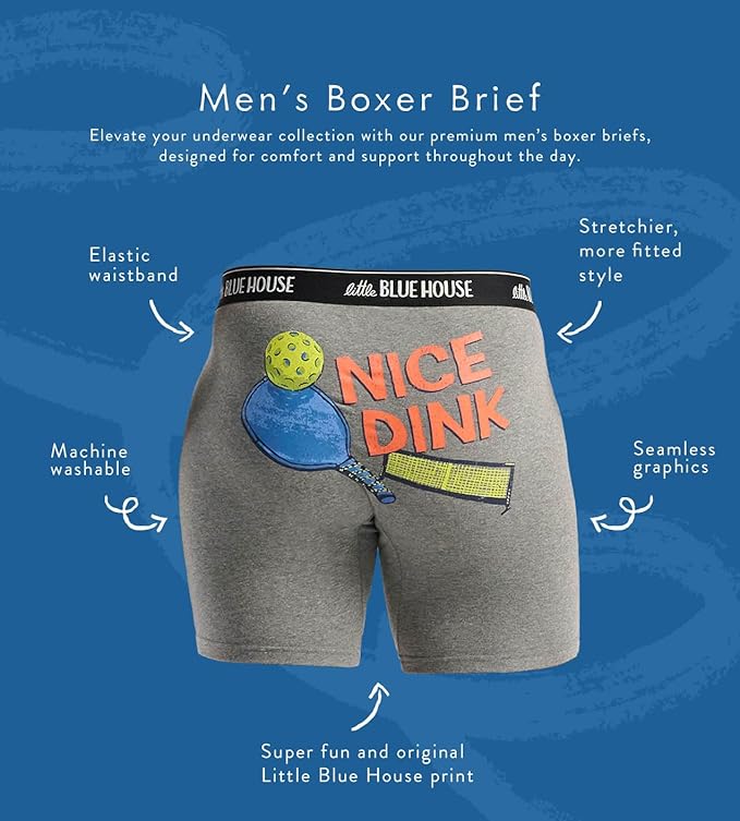 Little Blue House Men's Funny Boxer Briefs, Nice Dink, Medium