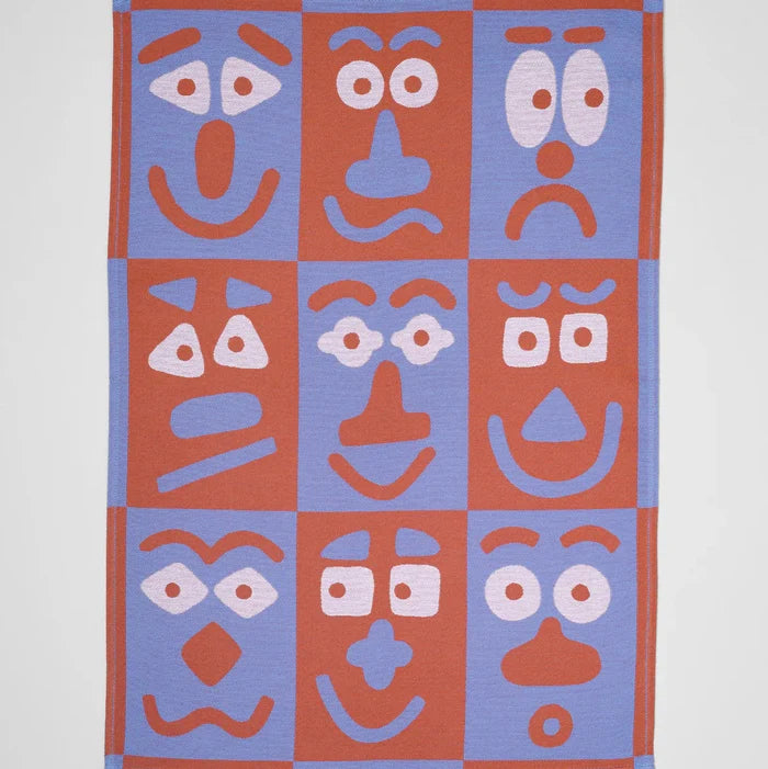 "MAKING FACES" TEA TOWEL — by Cari Vander Yacht