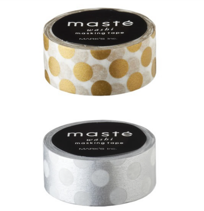 MASTÉ MASKING TAPE, GOLD OR SILVER DOTS – by MARK’S