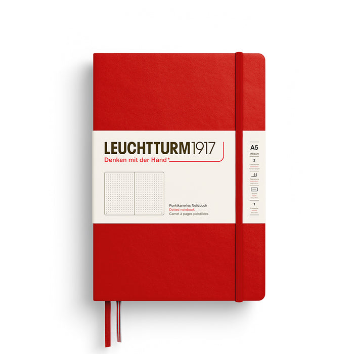 MEDIUM (A5) NOTEBOOK HARDCOVER, CHERRY (Multiple Styles) — by Leuchtturm1917