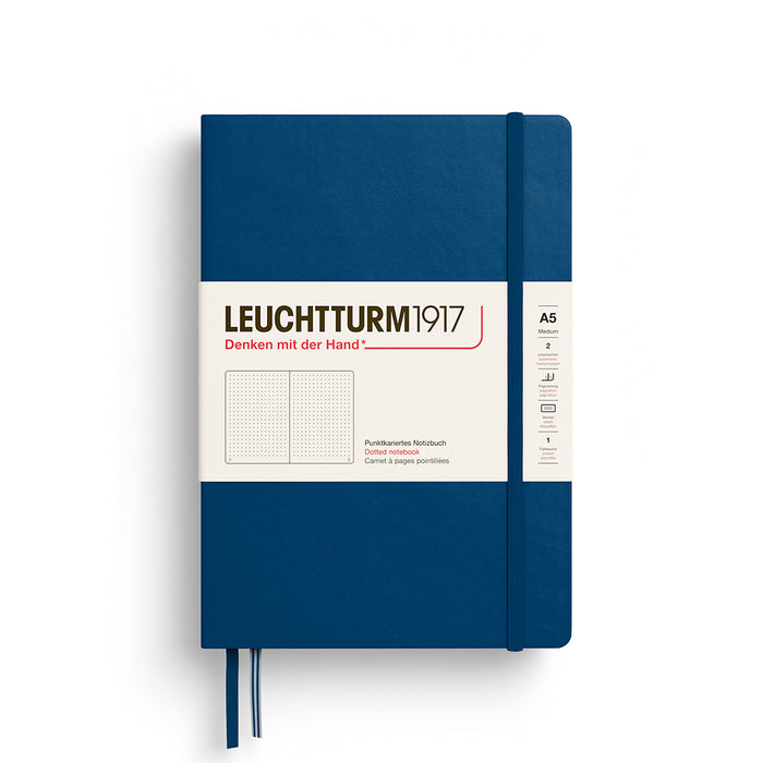 MEDIUM (A5) NOTEBOOK HARDCOVER, INDIGO (Multiple Styles) — by Leuchtturm1917