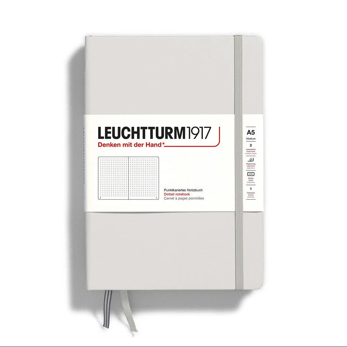 MEDIUM (A5) NOTEBOOK HARDCOVER, LIGHT GREY DOTTED — by Leuchtturm1917