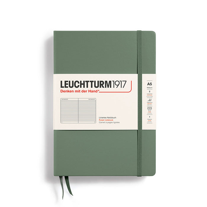 MEDIUM (A5) NOTEBOOK HARDCOVER, OLIVE (Multiple Styles) — by Leuchtturm1917