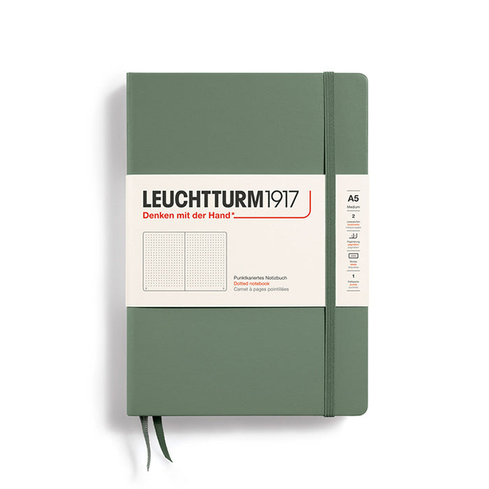 MEDIUM (A5) NOTEBOOK HARDCOVER, OLIVE (Multiple Styles) — by Leuchtturm1917