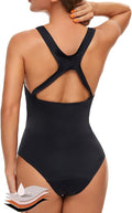 Mordlanka Period Swimwear One Piece Leakproof Swimsuit for Teen Girls Women, Black, Medium