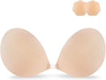 Niidor Adhesive Bra Strapless Sticky Invisible Push Up Fabric Bra Nipple Covers for Backless Dress, Nude, D