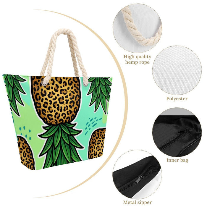 Pineapple Large Jute Tote Bag | Oversized Reusable Eco-Friendly Shopping Tote