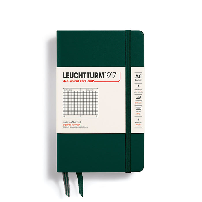 POCKET NOTEBOOK (A6) HARDCOVER, FOREST GREEN (Multiple Styles) — by Leuchtturm1917