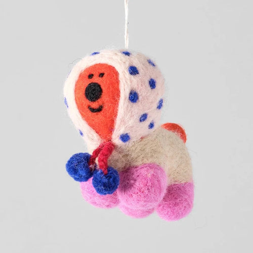 "POM POM PUP" HANGING FELT ORNAMENT — by Cari Vander Yacht