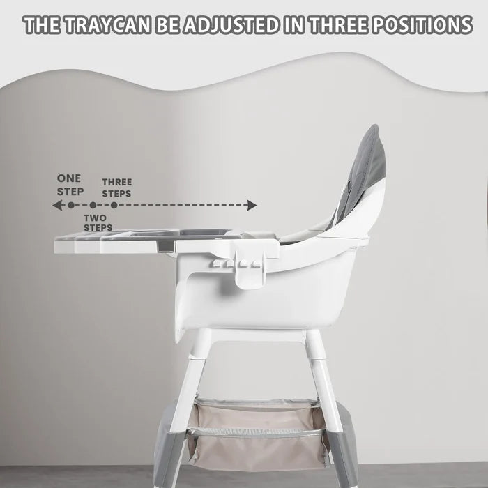 Portable Baby High Chair – Convertible Dining Seat with Double Tray & Toy Rack