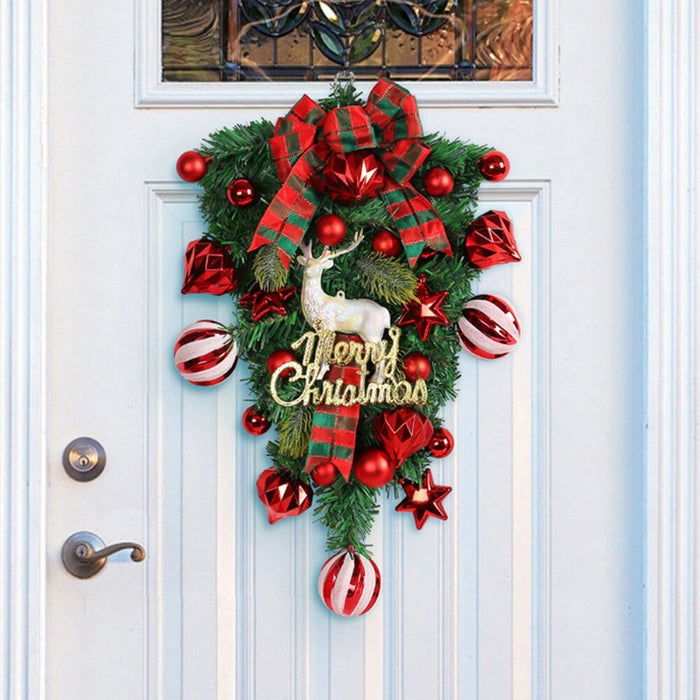 Pre-Decorated Red & Green Christmas Wreath – Pine Cones, Berries & Bow