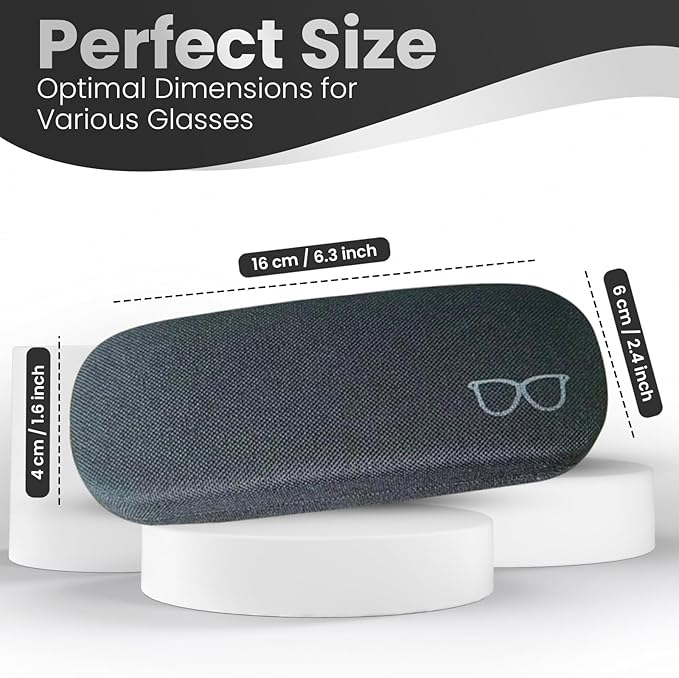 R&B Sports & Leisure Black Glasses Case - Hard Shell Sunglasses Case for Women, Men & Kids