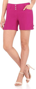 Rekucci Womens Ease into Comfort Stretchable Pull-On 13 cm Slimming Tab Short (16, Red)